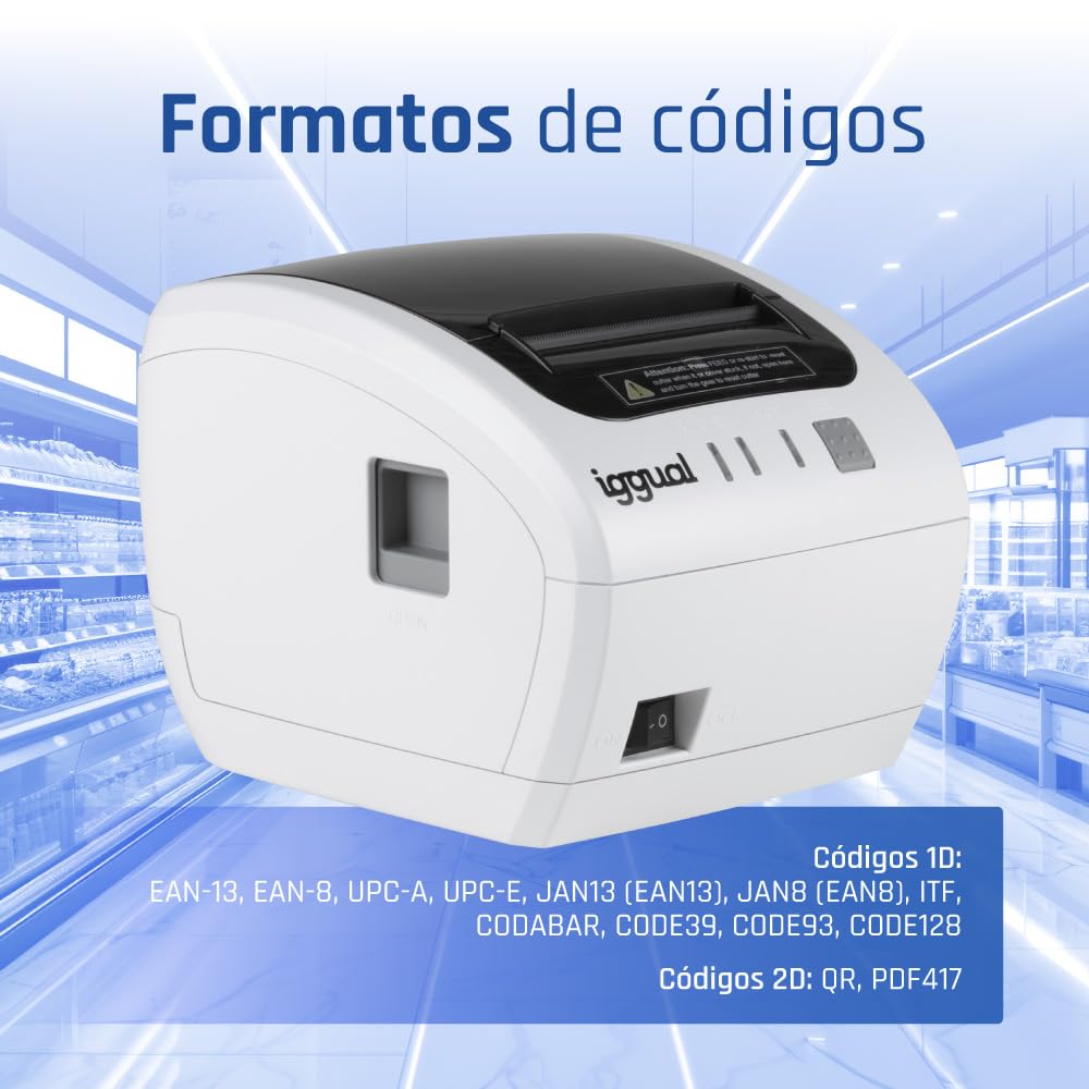 iggual -TP Easy 80W USB- Termiczna drukarka biletów i pokwitowań 80 mm dla POS/POS- USB + RJ11-230 mm/s- Automatyczne cięcie- sklepy, restauracje, handel detaliczny - kompatybilny z Windows/Android