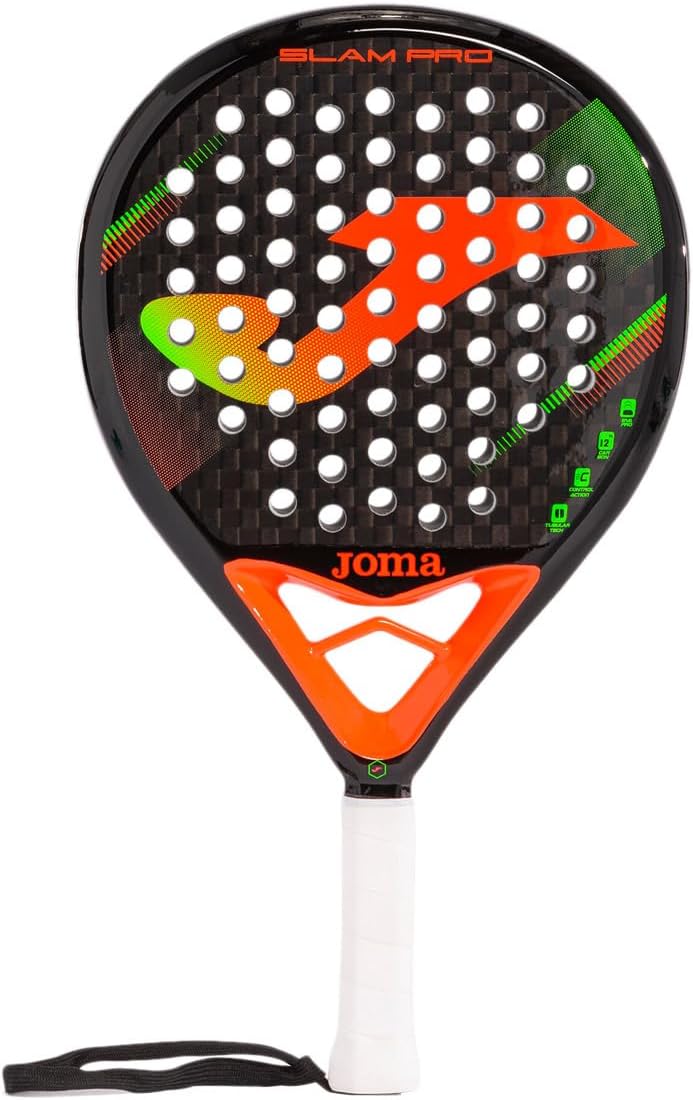Padel Racket Joma Master, high Professional 12 k Carbon Fiber Paddle Racket- pala Padel- pala Padel 360-380 grs, Tear Shape- Paddle Tennis Racquets (SLAM PRO Black Coral)