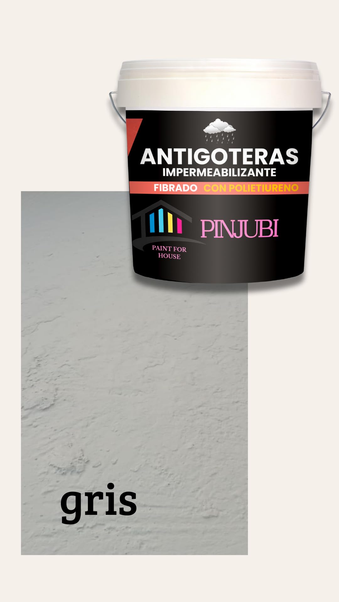 ANTIGOTERAS impermeabilización reforzada con fibras y poliuretano, Pintura acrílica ELASTICA para impermabilización de cubiertas y terrazas visitables, puenteo de fisuras. (GRIS, 10 KG)