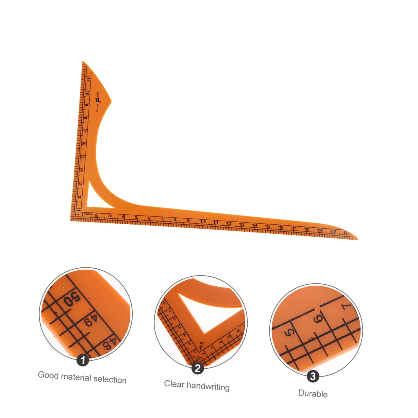 Regla para Cortar Ropa en Forma de L de Plástico Naranja sin Rebabas Medición Precisa para Costura y Confección de Ropa Profesional y Personal