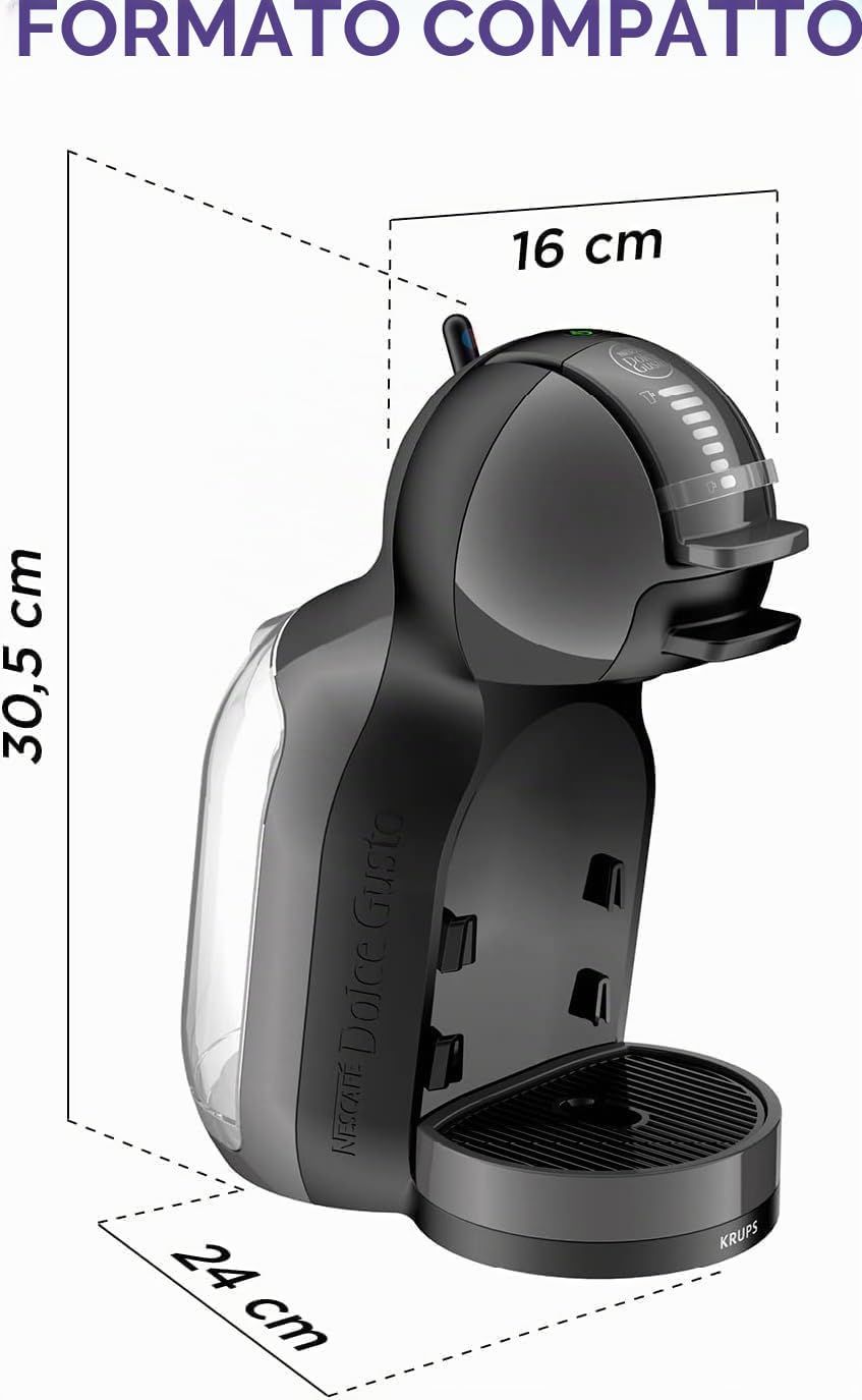 NESCAFÉ DOLCE GUSTO Krups Mini Me, Macchina per Caffè Espresso e Altre bevande in capsula, Automatica, Black and Grey + Chococino cioccolata 96 capsule