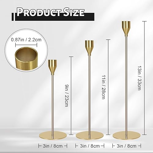 Miniatura 3 de Portavelas cónicos, juego de 6 portavelas para centros de mesa, bodas, fiestas, aniversarios y decoración del hogar, elegantes portavelas (dorado)