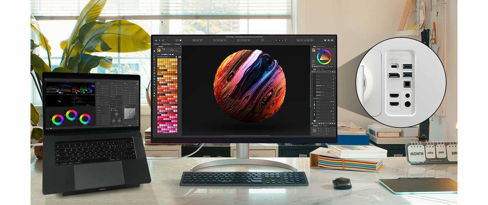 LG Ultrafine™ 32UQ850V-W.AEU Ecran PC 4K 32" - Dalle IPS résolution UHD (3840 x 2160), 5ms GtG 60Hz, Display HDRTM 400, DCI-P3 98%, AMD FreeSync, inclinable, réglable en Hauteur, Mode Portrait