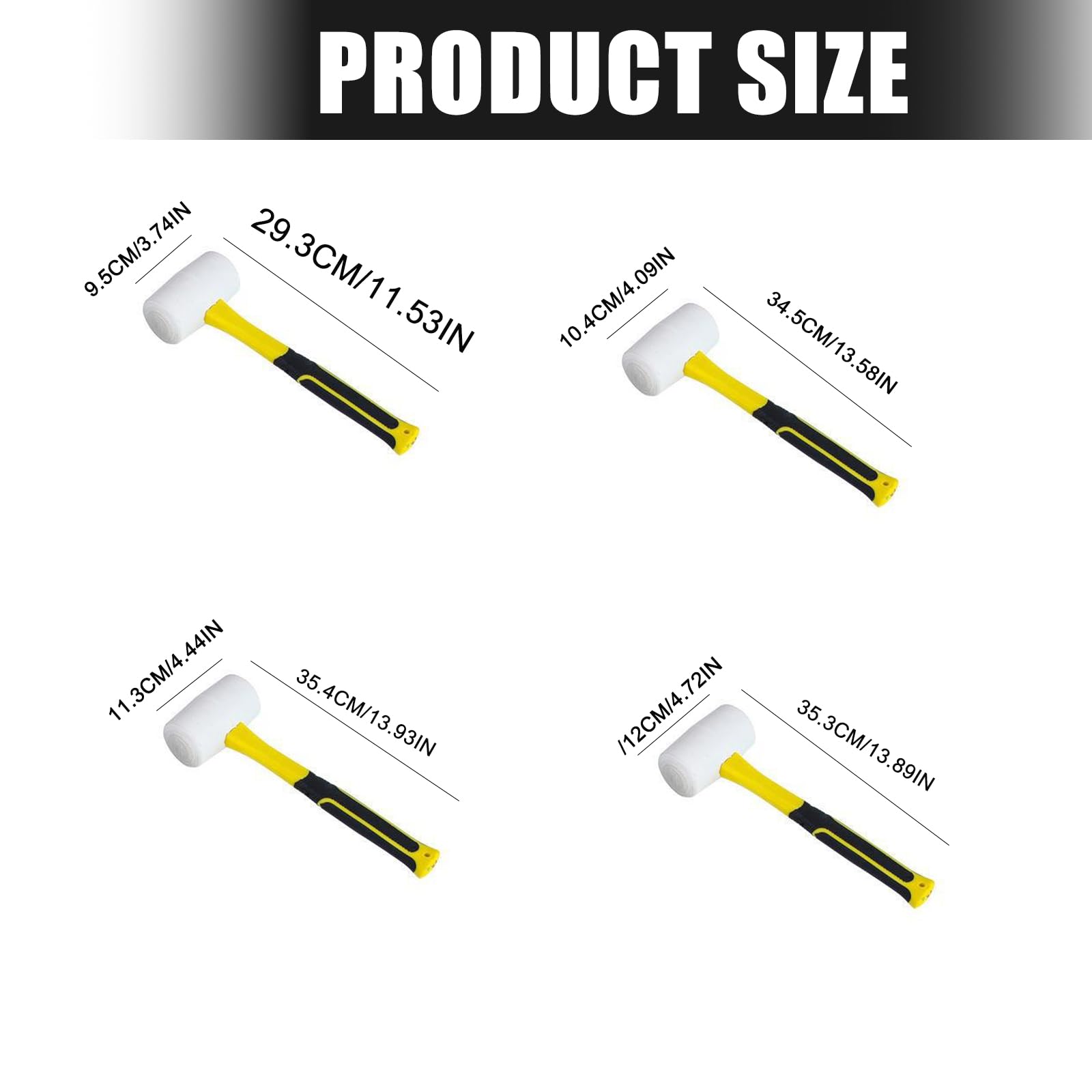 Manico ergonomico in fibra vetro Martelli in gomma bianca Assorbimento degli urti da 5 kg Ideale per assemblaggio mobili e in gomma per artigiani