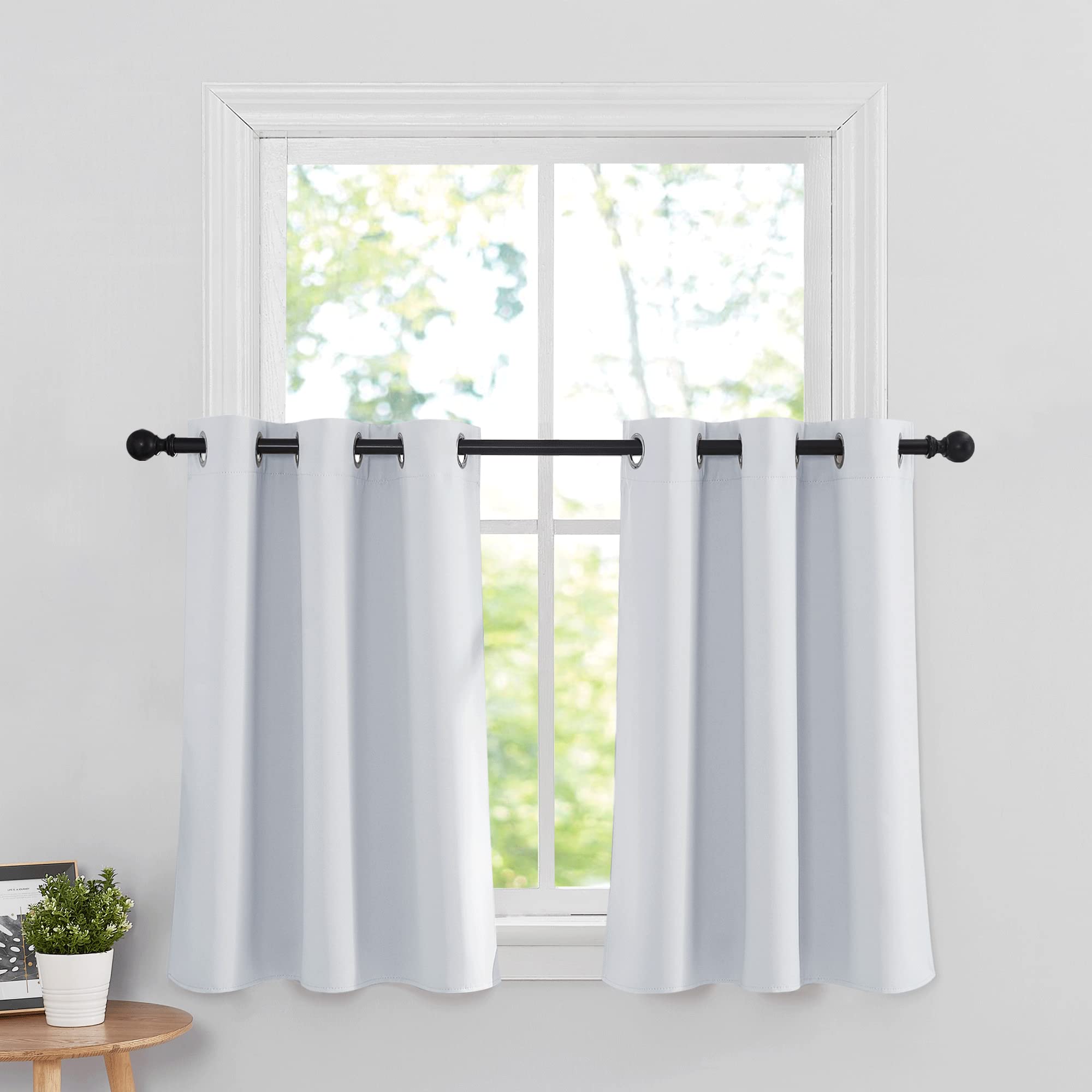 RYB HOME Kitchen Window Tiers Gift, Grommets Top Window Treatment Draperies for Room Darkening Privacy Curtains for Nursery/Dining Room/Bedroom, 42 W