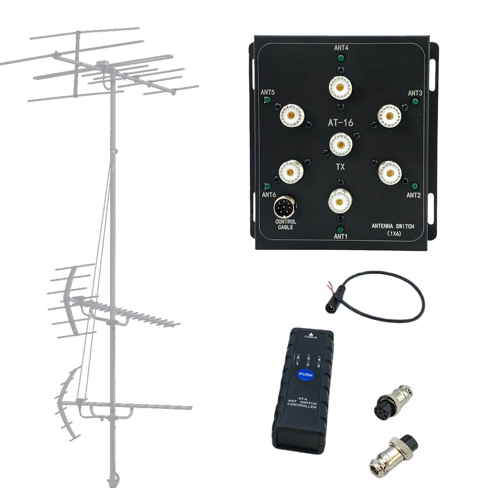 Koncentryczny zdalny przełącznik antenowy 1,8-55 MHz, 800 W PEP, do stacji bazowych i radiotelefonów