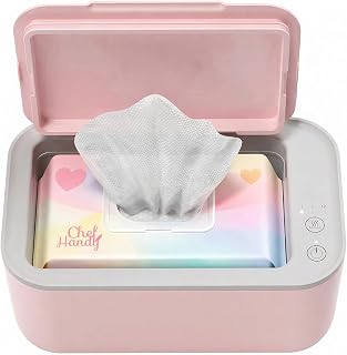 Chefhandy Baby Wipe Warmer, 3-Level Temperature Control, Quiet & Even Heating, Large Capacity for Easy Diaper Changes, Pink