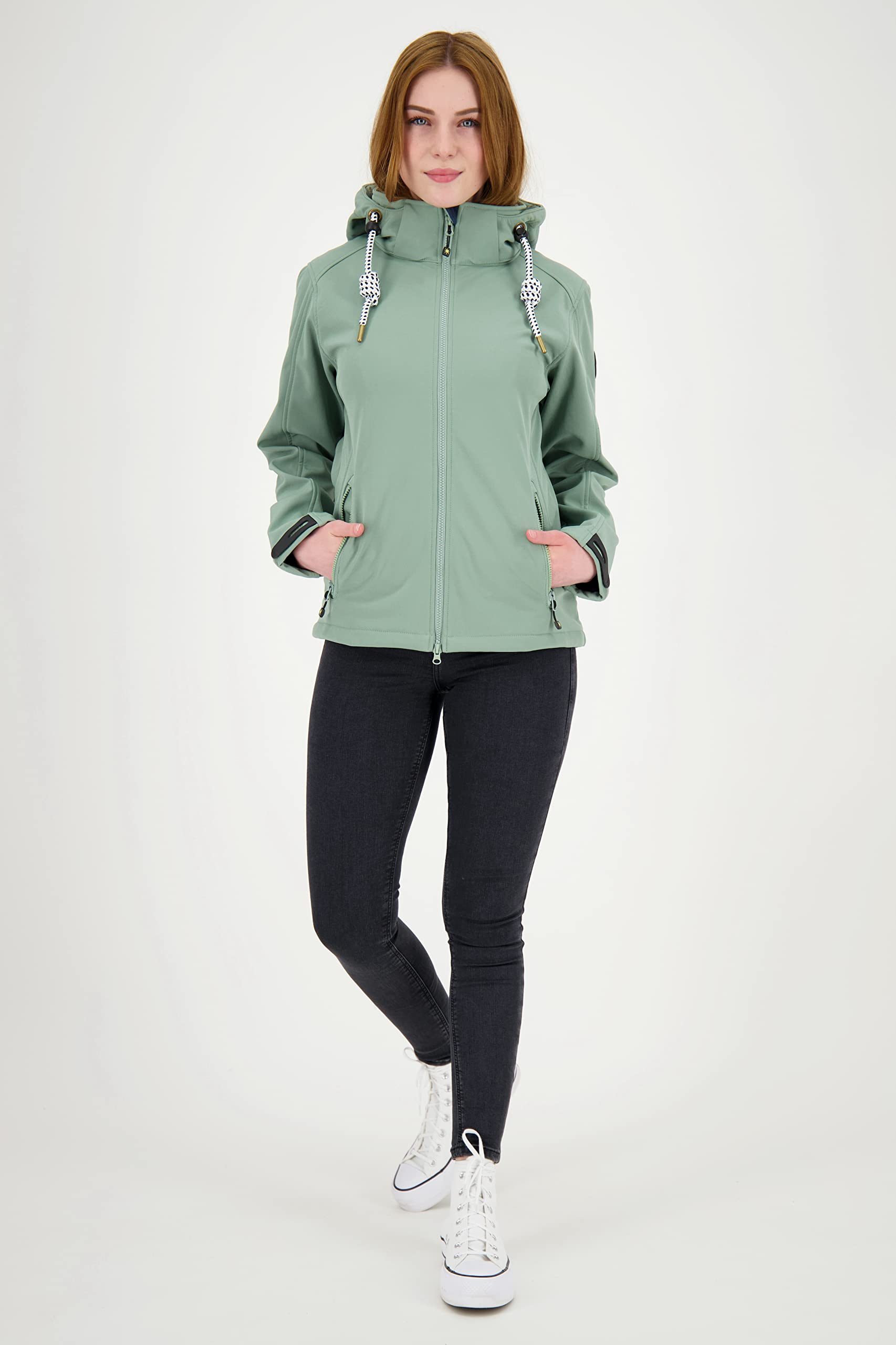 Ankerglut Damen Damen Softshelljacke mit Abnehmbarer Kapuze Gefüttert Übergangsjacke Windbreaker #Ankerglutfreude Softshelljacke