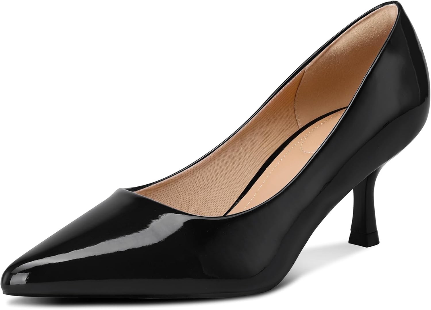 mysoft Kitten Heels for Women Low Heel Pumps 2 Inch Closed Toe Wedding Dress Shoes