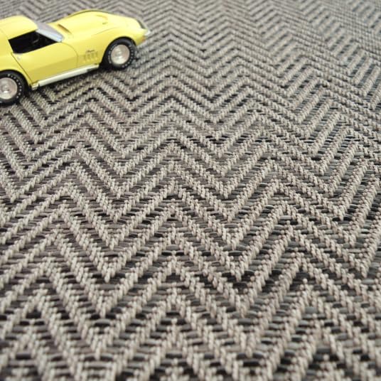 Decoweb Moquette Tissé Plat - Java Chevron - Silver - Rouleau de 4m x 3.00m