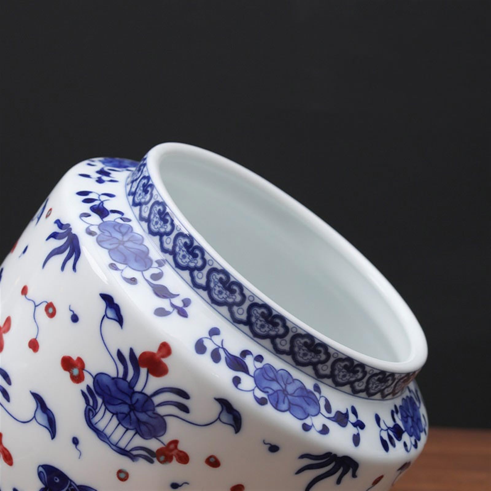 Pudełko z puszki na herbatę, chińskie, niebiesko-białe, ceramiczne pudełko kanister Wielofunkcyjny słoik uszczelnieniem, duży schowek(Medium)
