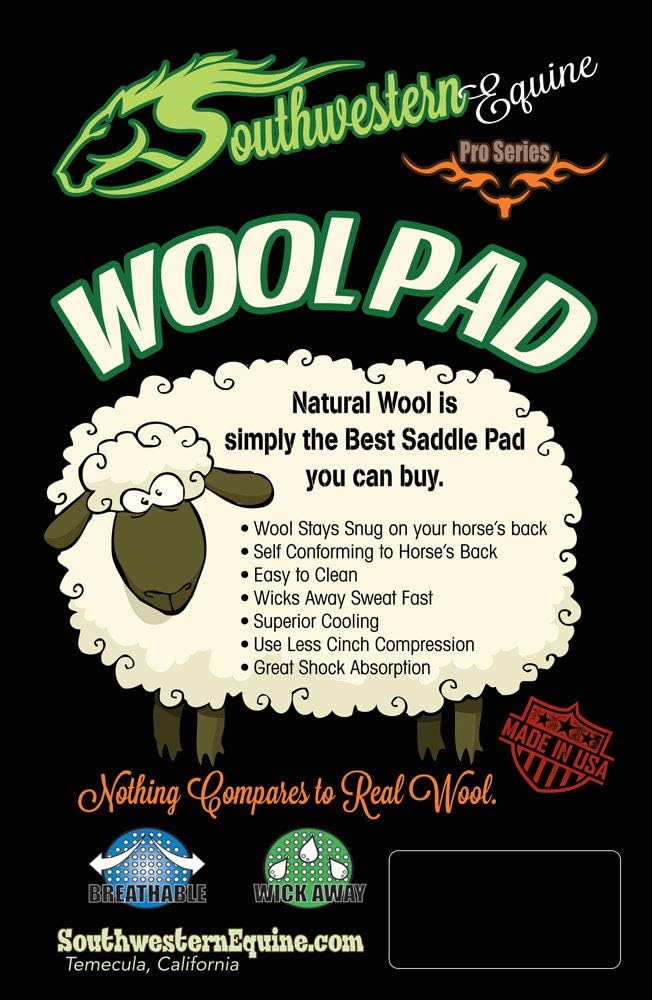 The Montana 100% Extra Fine Wool Made in the USA Saddle Pad by Southwestern 3/4" or 1" Thick and Designer Wear Leather