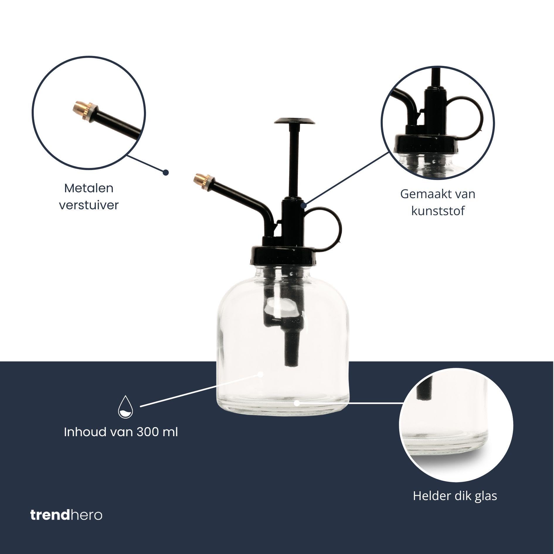 Pulverizador de Vidrio para Plantas, Vaporizador de Interior, Negro, 300 ml