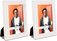 Vista 1 de Renditions Gallery - Set de 2 marcos de fotos de 4 x 6 pulgadas, estilo moderno de alta gama, hechos de madera maciza y vidrio de alta definición