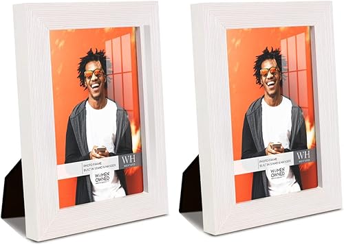 Renditions Gallery Juego de 2 portarretratos de 4 x 6 pulgadas, estilo moderno de alta gama, hecho de madera maciza y vidrio de alta definición,