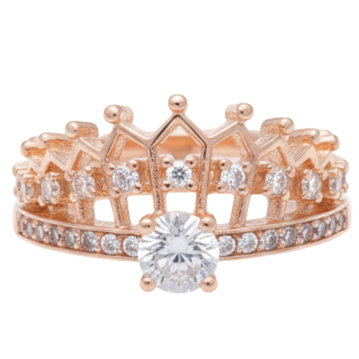 Rose Gold/Rhodium Plated Elegant American Diamond Studded Sparkling Adjustable Latest Style Finger Ring for Women and Girls.