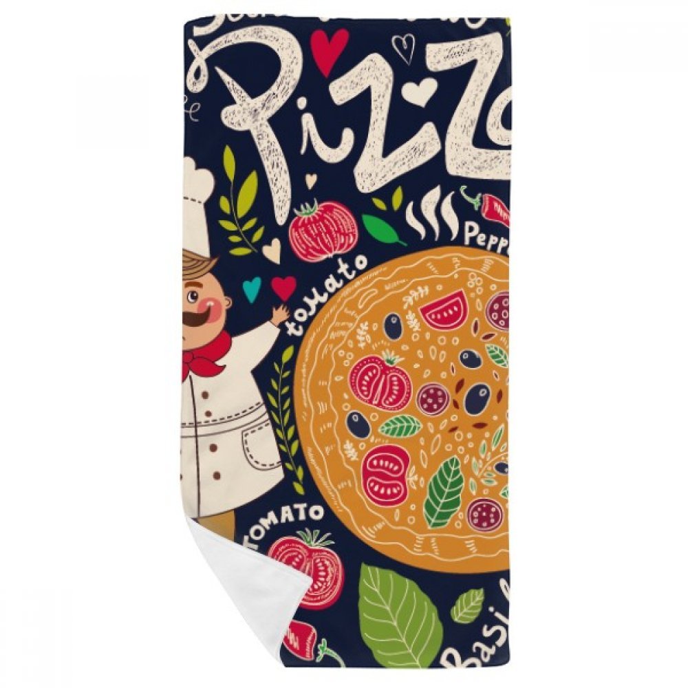 Serviette de bain doux Italie pizza tomate multicolore 35x70cm