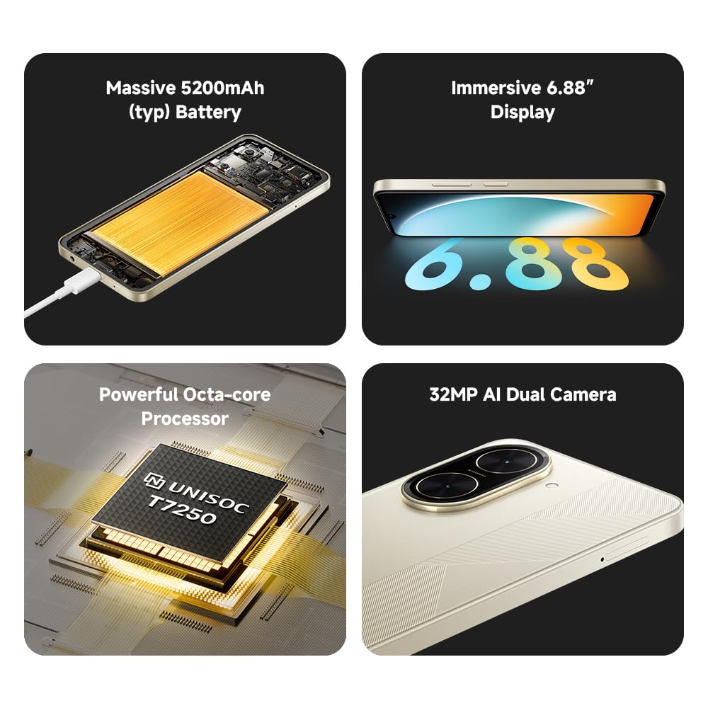 POCO C71 Smartphone, 4+128GB, Gold, UNISOC T7250 processor
