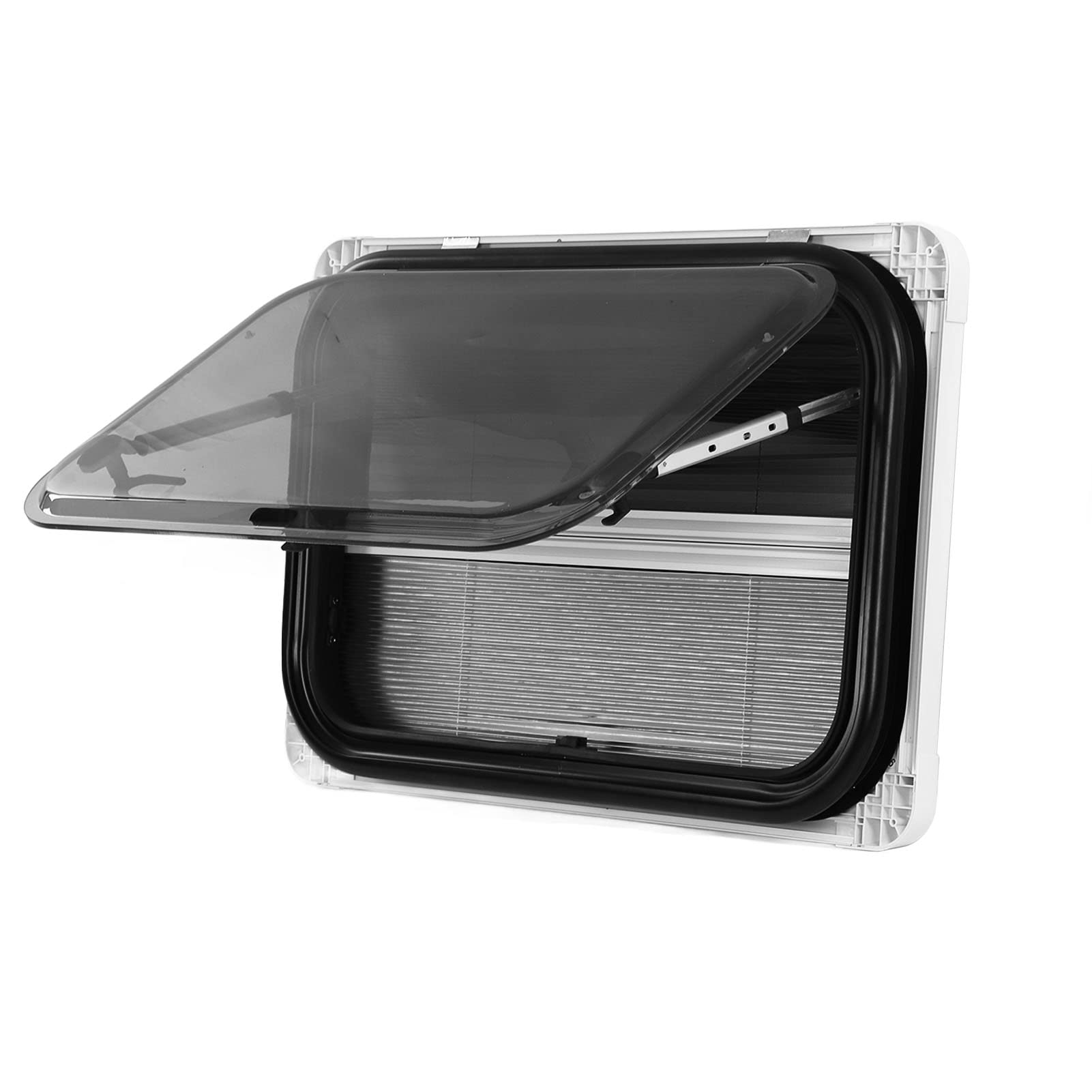 Fenêtre de Sortie Externe RV Push Out Fenêtre 700x450mm Double Couche Isolation de Chaleur, avec Rideau de confidentialité Net, pour la Modification du Camping-car