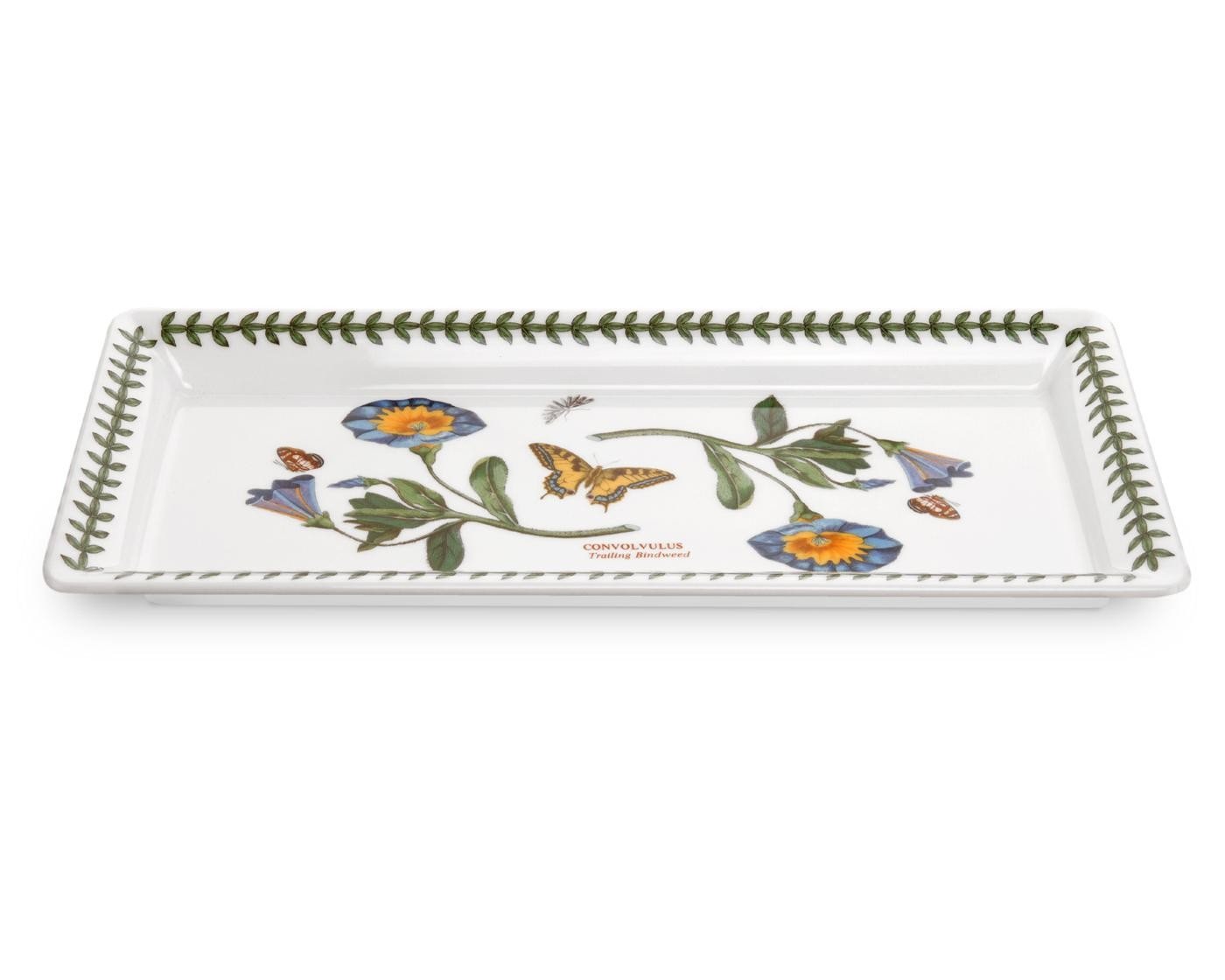 Botanic Garden Sandwich Tray (11.75"x5.25") - Convolvulus Motifs - Fine Porcelain with Chip-Resistant Glaze - Dishwasher, Microwave, Freezer, Oven Safe - Stylish Serveware Accents
