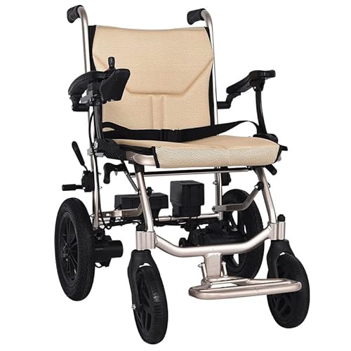 大人用電動車椅子電動折りたたみ式軽量デラックスアルミニウム14Kgモバイルリチウム電池高齢者および身体障害者用電動車椅子に適しています、2つのリチウム電池 (1)