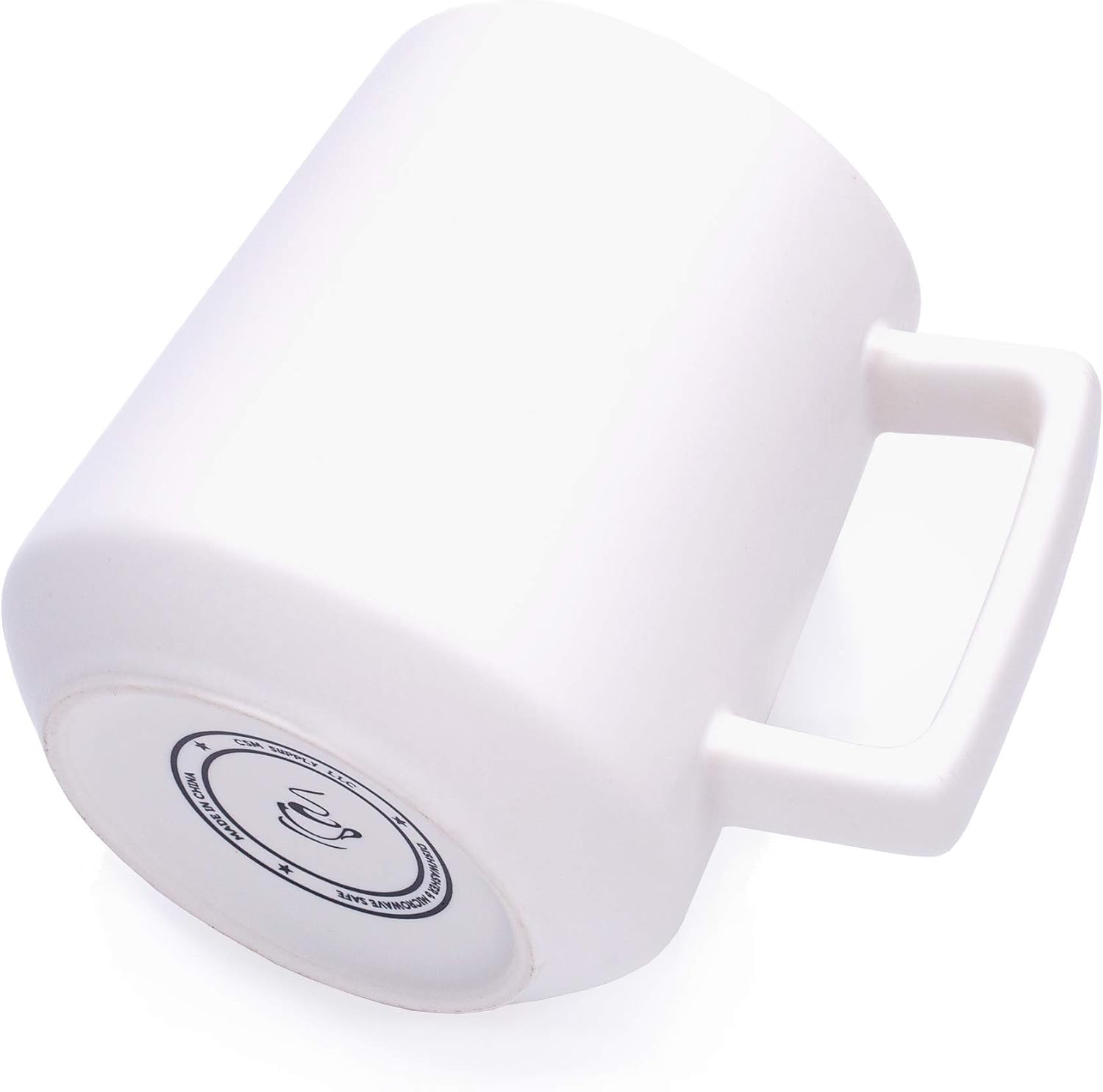 CSM Supply Glossy Finish Sleek Modern Design 16 Fluid Ounces White Mug (1 Mug) - Stain Free - Thick Grade A Quality Ceramic – Foam Box Packaging - Image 2