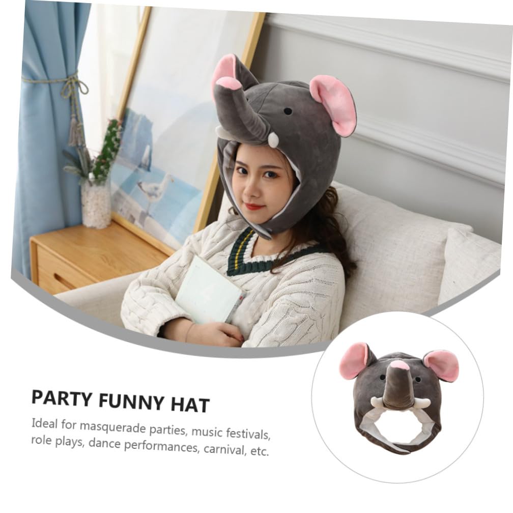 Cabilock Sombrero de Disfraz Forma de Elefante Grande de Peluche Gris, Gorro de Fiesta Divertido para Carnaval, Juegos de Rol y Eventos Festivos, Accesorio Único para Adultos y Niños