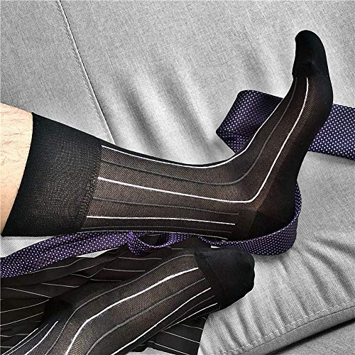 Goobester Men's Formal Business Streetwear Dress Black Male Suit Stripe Tube Socks2
