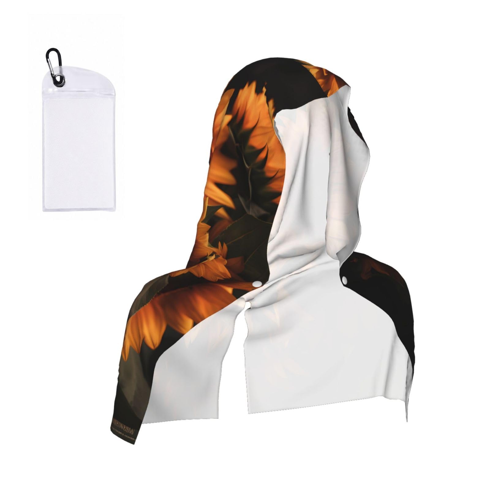 Sunflower Pattern Print Cooling Hoodie Towel, Cooling Towels For Neck And Face Sun Protection Instant Cool Hoodie(Sport/Camping/Work Out/Hot Weather)