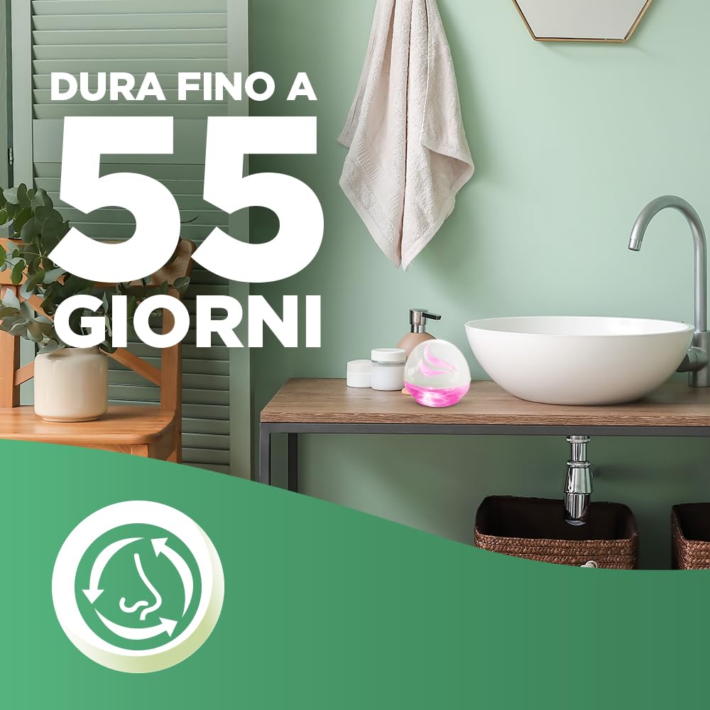 Airwick Profumatore per Bagno, Confezione da 6 Profumatori Active Fresh Bagno da 74ml, al profumo di Magnolia, Deodorante Ambiente 75ml