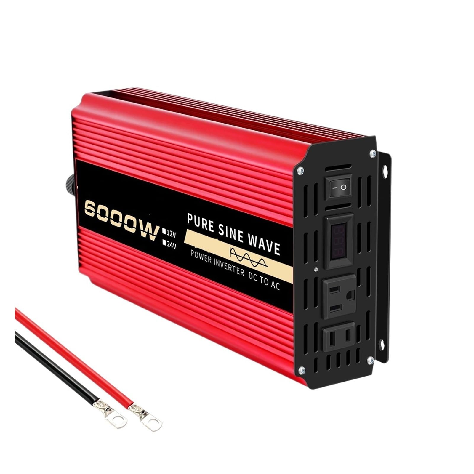 Inversor de Corriente for automoción 6000 W, 12 V CC a 110 CA, 60 Hz, Onda sinusoidal Pura, con LED Conectividad versátil