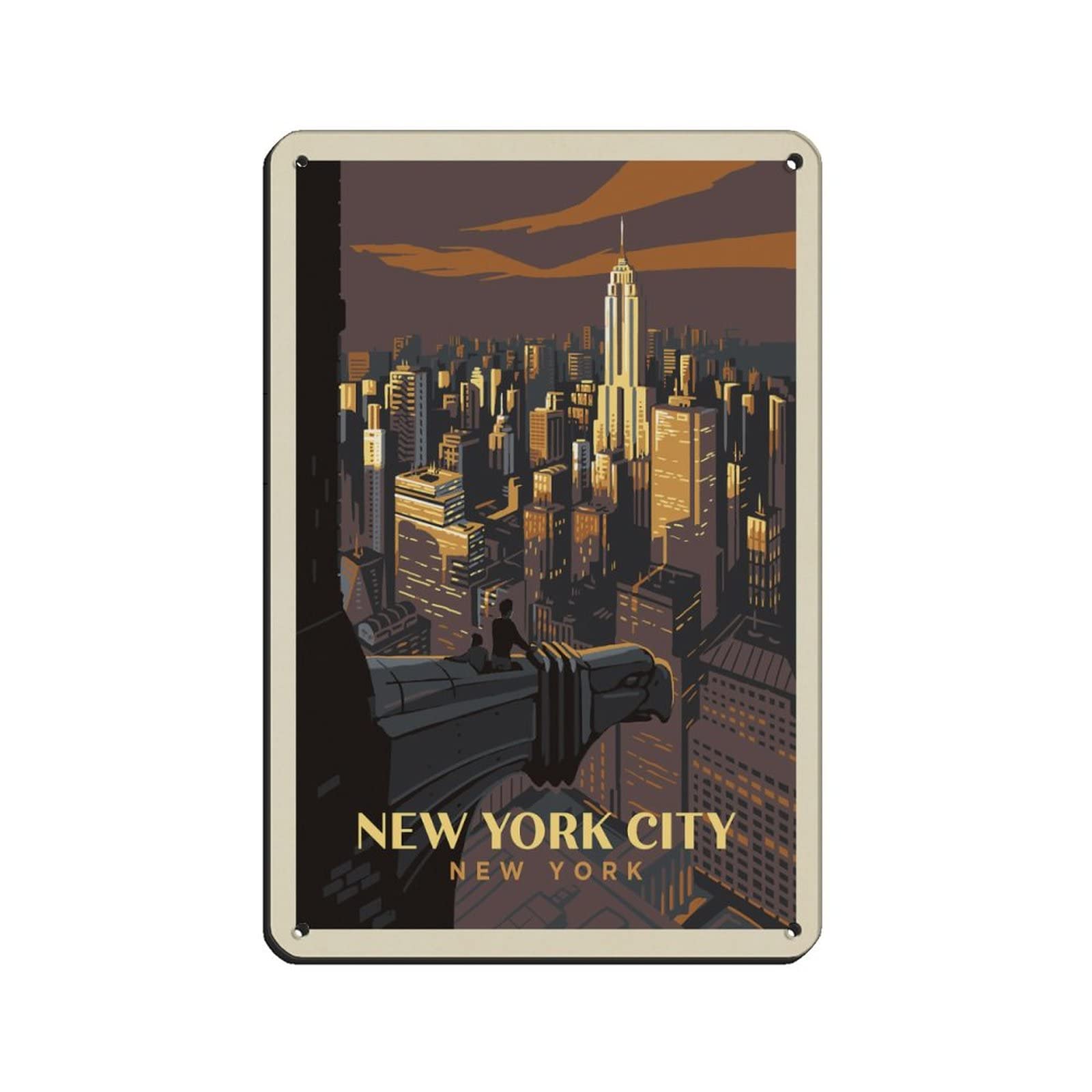 KZIWQ Metal Signs New York City Travel Tin Signs Wall Art Metal Poster for Home Bar Cafe Garage Bathroom 15x30cm