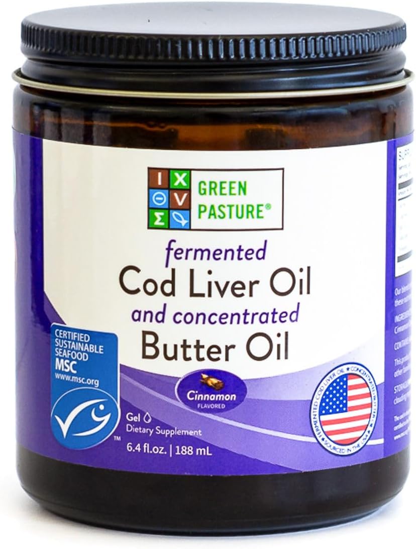 Green Pasture Butter Oil/Fermented Cod Liver Oil Blended Gel - 6.4 oz.- Cinnamon