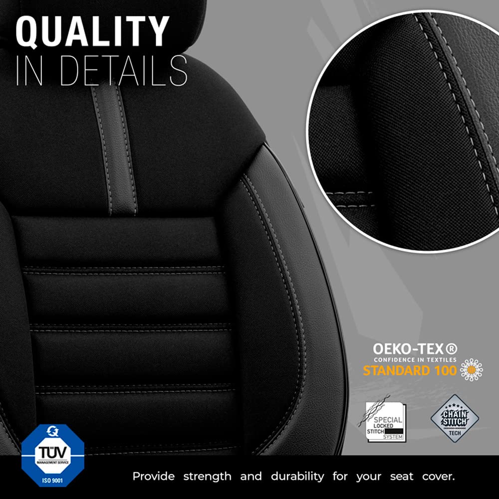 Limited Design Ortopedik Ekstra Destekli Oto Koltuk Kılıfı Tam Set (Siyah-Gri)