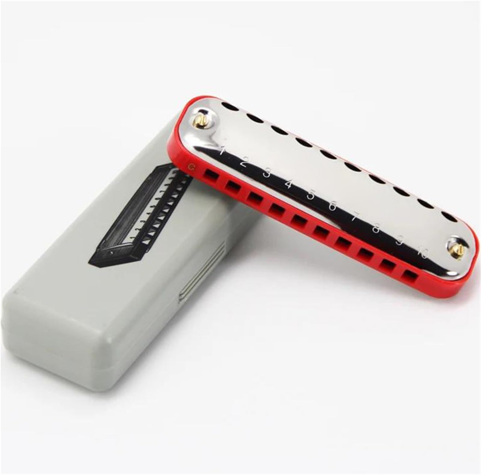 Zestaw Harmonijkowy Blues Harp 10 Hole Key Of C Diatoniczna Harmonijka ABS Grzebień Harmonijka(Red)