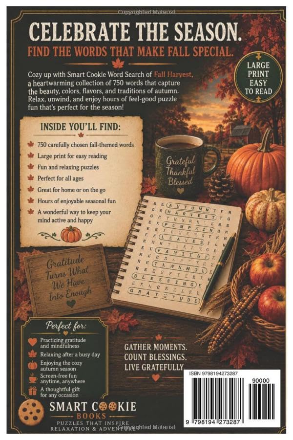 Fall Harvest Word Search Puzzle Book: Another Smart Cookie Adventure! (Smart Cookie Puzzle Books) image 3