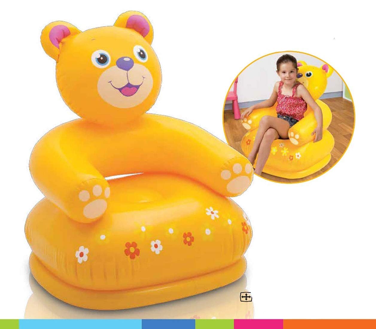 SM Enterprises Happy Beautiful Comfortable Infalatable Teddy Bear Shape Animal Chair Assortment (Multicolor) 1