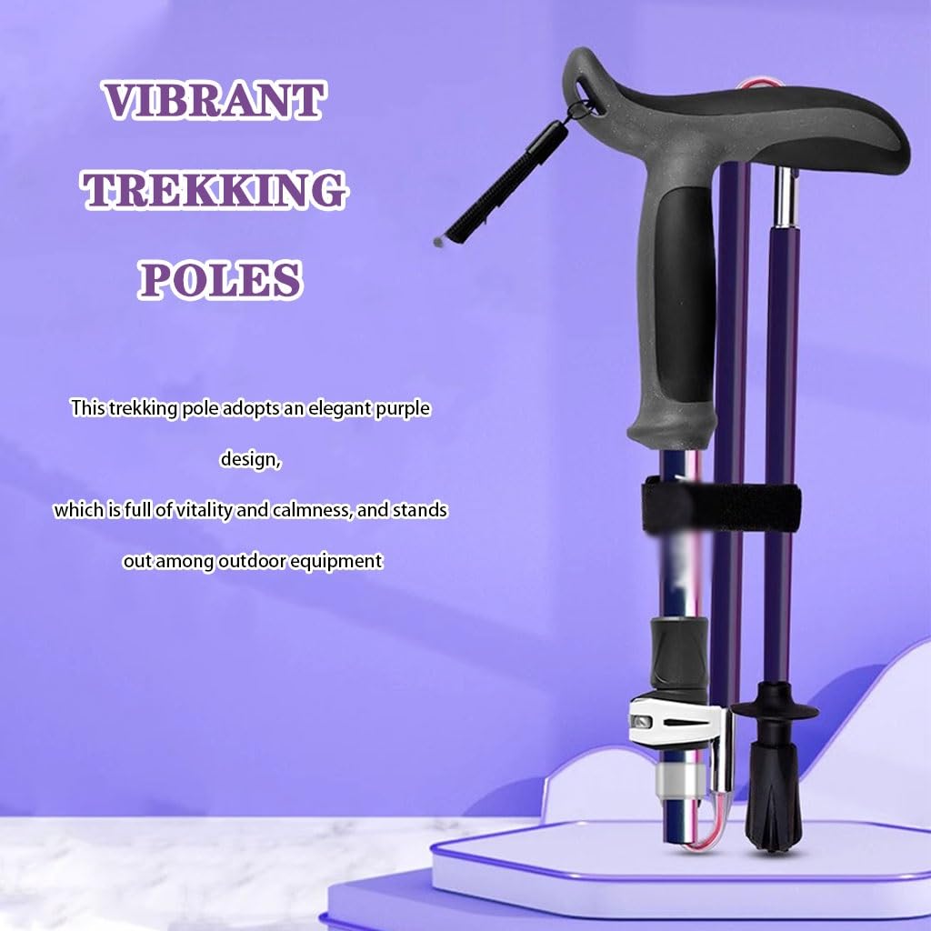 Ultralight Carbon Fiber Trekking Poles, with Knob Locking System, Foldable and Compact Walking Sticks, Trail Running Poles for Beginners