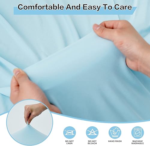 Miniatura 4 de GFCC Blue Mist - Juego de 1 mantel elástico rectangular de elastano para mesa de 6 pies, para bodas, fiestas, restaurantes, manteles ajustables