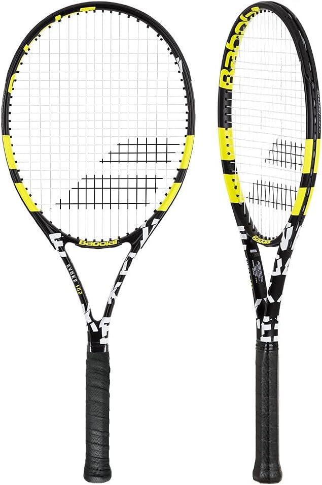Babolat Evoke 105 Strung Tennis Racquet, Black/Yellow (4 3/8" Grip) : Sports & Outdoors