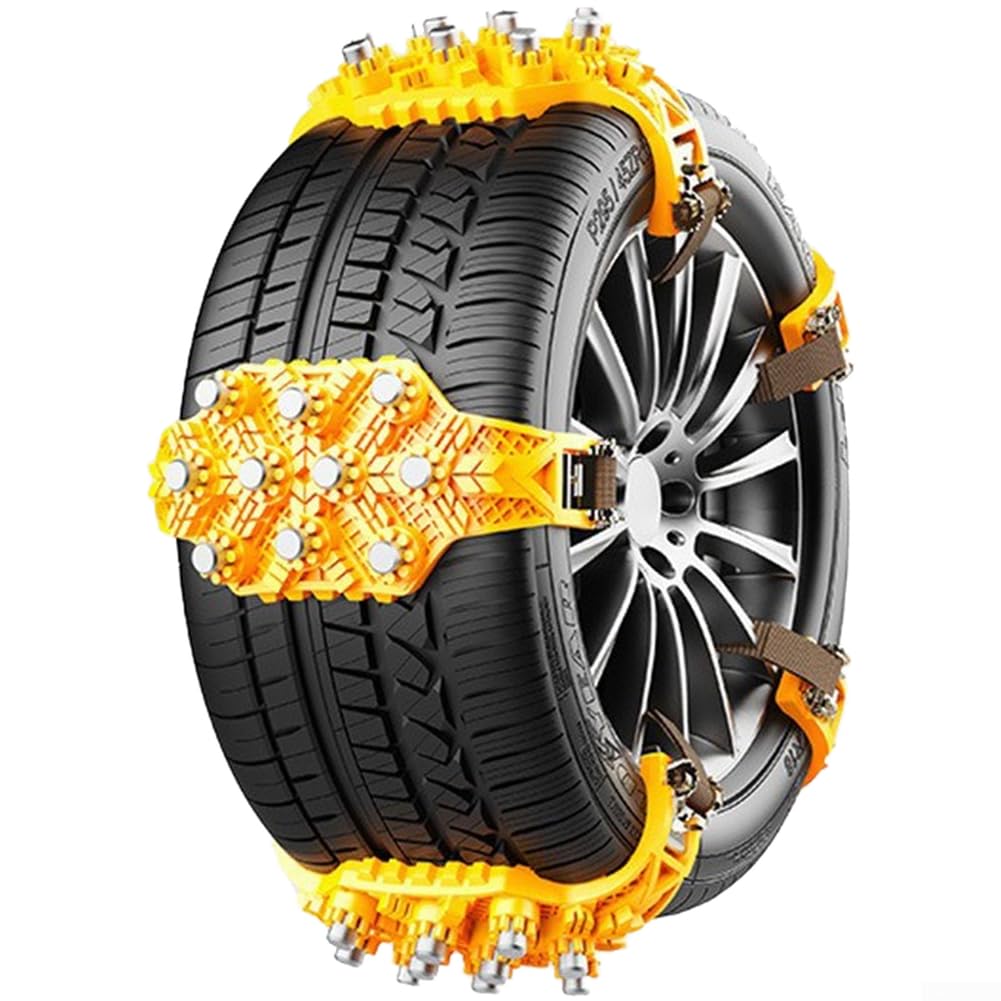 Lot de 4 chaînes à neige antidérapantes pour pneus de voiture, sangles de traction en acier TPU avec boucles réglables pour routes verglacées, terrains boueux et sécurité de conduite en plein air