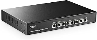 MokerLink 8 Port 10 Gigabit Managed Switch, Support 10G/5G/2.5G/1000M Auto-Negotiation, 160Gbps Bandwidth, Smart Web Managed, Metal Rackmount Ethernet Switch