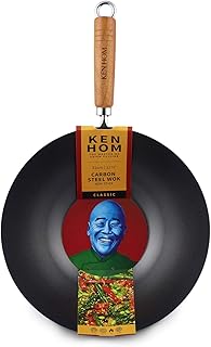 Ken Hom Classic KH331001 Wok en Acier Carbone avec Revêtement Antiadhésif, ø31 cm, Noir
