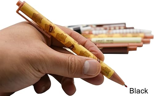 Miniatura 5 de Maydahui 12 bolígrafos de gel con diseño de oso de dibujos animados para niña, bolígrafos retráctiles de impresión animal de tinta negra para
