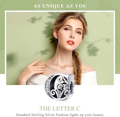 Miniatura 3 de Lorrifal Pulsera de plata esterlina 925 maciza con inicial A-Z Charm Pandora Europea Pulsera Collar Mujer Joyería Regalo