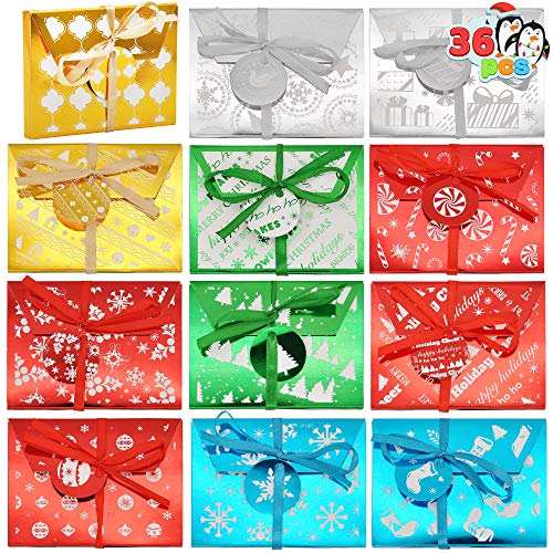 JOYIN 36 present Cards Box Fancy Gift Foil Decorative Wrapped Envelope Card Boxes with Ribbon Holder (4.5