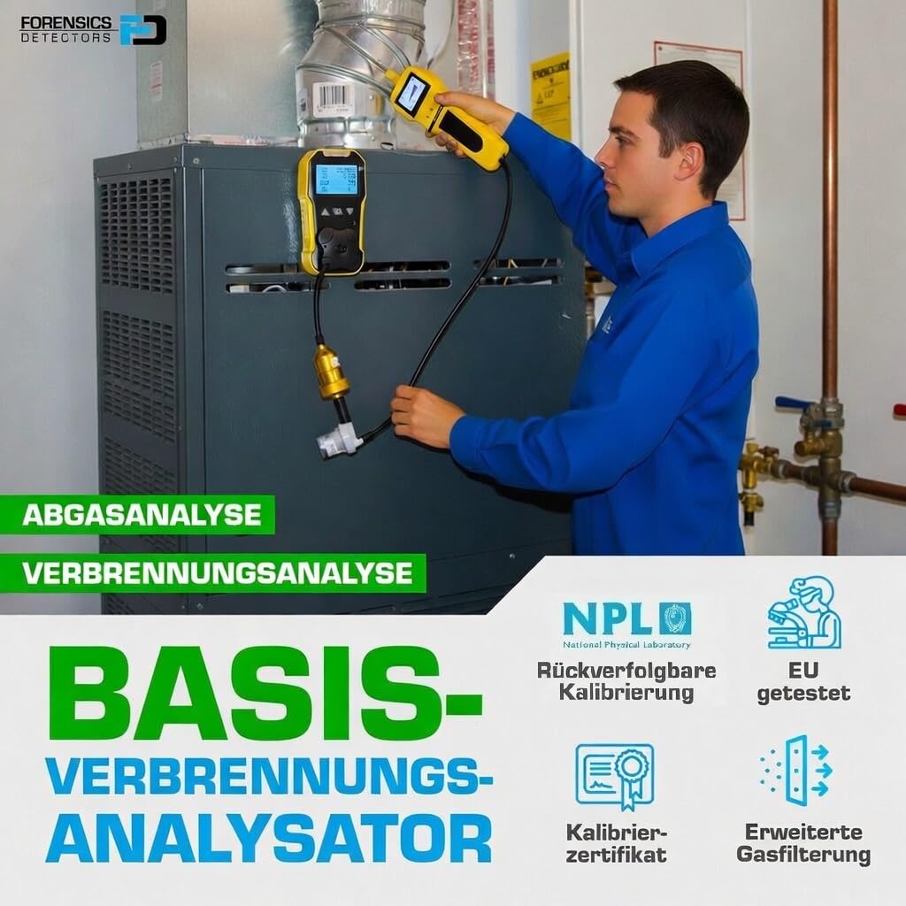 Basis-Abgasanalysator | CO- Und O2-Sensoren | Wasserfalle, Partikelfilter Und NOx-Filter | USB-Ladung | Kalibrierzertifikat EU