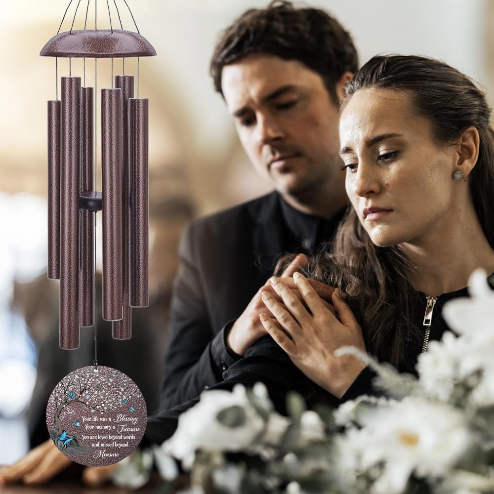 Personalized Wind Chimes, Butterfly Sympathy Wind Chime, in Loving Memory for Loss of Loved Dad/Mom, Metal Large Memorial Gifts, 36inch/45inch Deep Tone Wind Chime (Produced in USA)