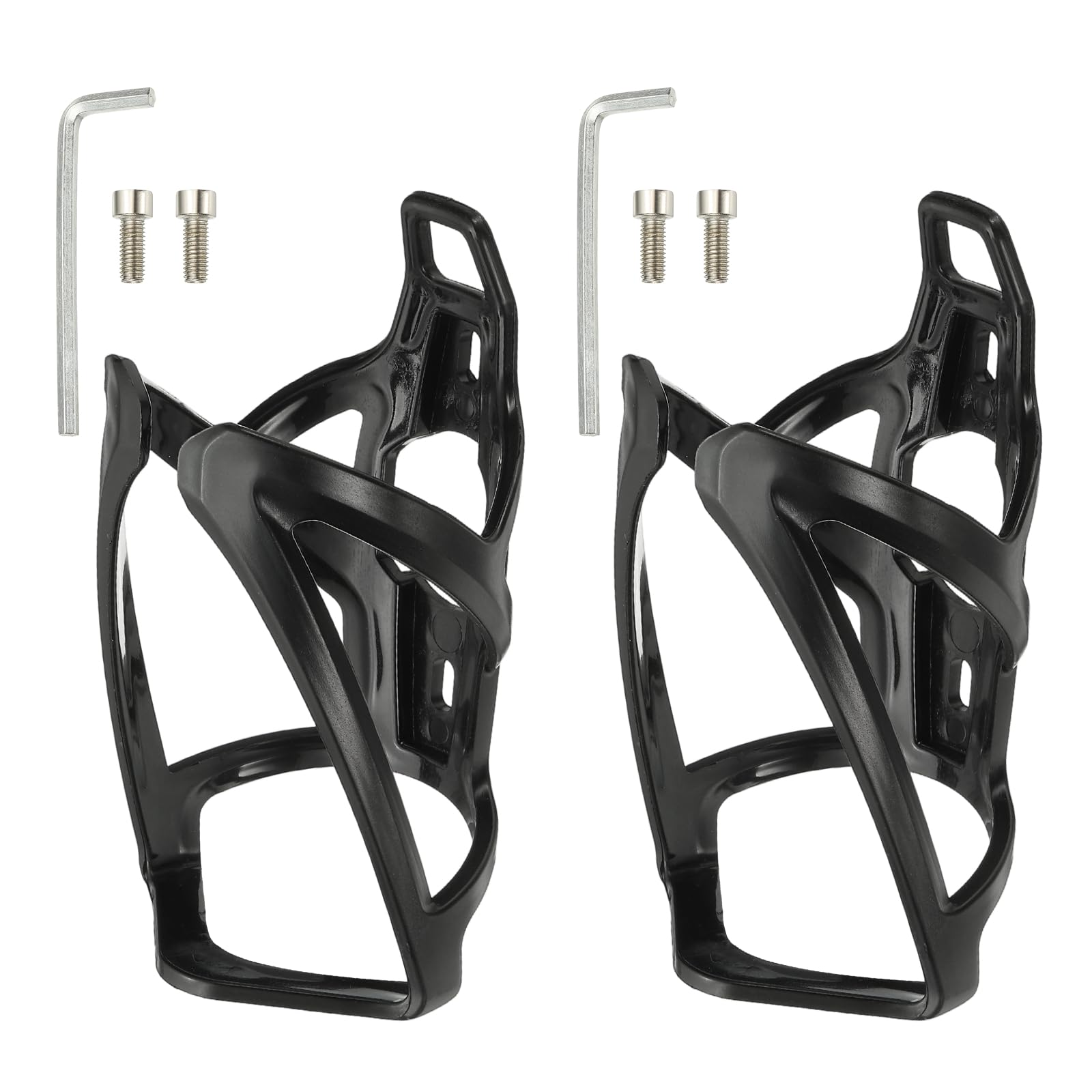 YELARXI Bike Water Bottle Holder, Water Bottle Cage, Lightweight Bicycle Cup Cage with Screws Tool - Fitting for (Road/MTB Cycling/Touring Bike/Outdoor Activities) 2 Pack & Black