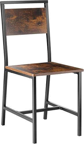 Miniatura 9 de VEVOR Juego de 2 sillas de comedor, sillas de madera con marco de metal y respaldo, silla auxiliar de cuero fácil de montar, silla moderna de nogal
